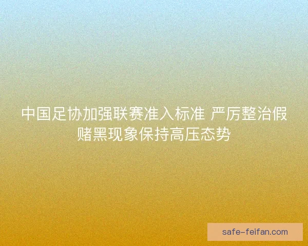 中国足协加强联赛准入标准 严厉整治假赌黑现象保持高压态势